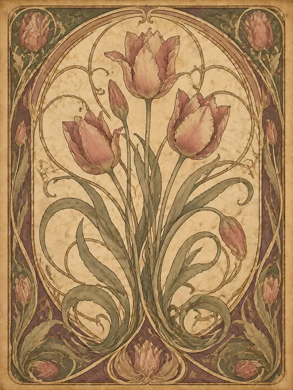 Art Nouveau Botanical Junk Journal Pages