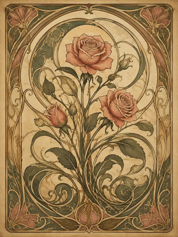 Art Nouveau Botanical Junk Journal Pages