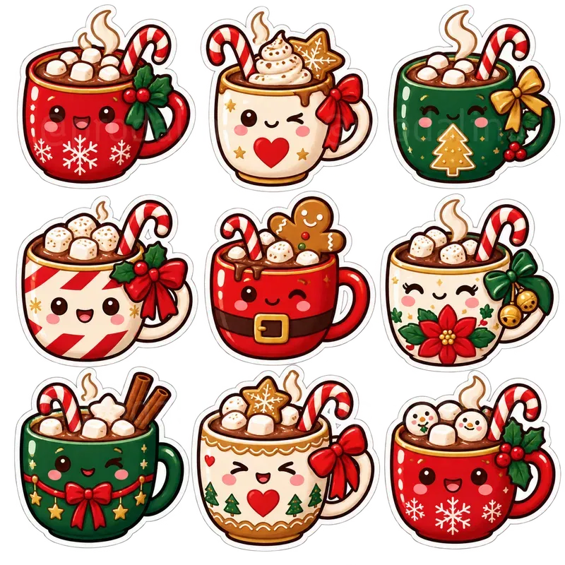 Cozy Christmas Kawaii Stickers