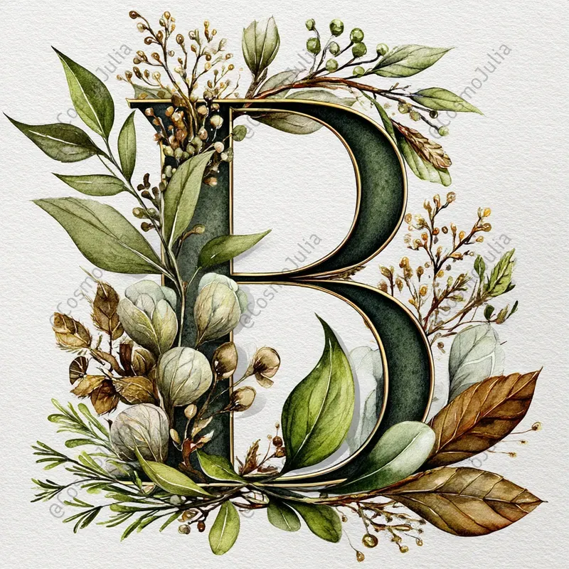 Watercolor Floral Alphabet Clipart