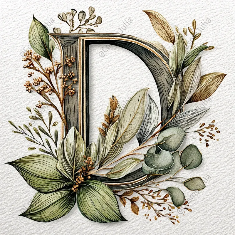 Watercolor Floral Alphabet Clipart
