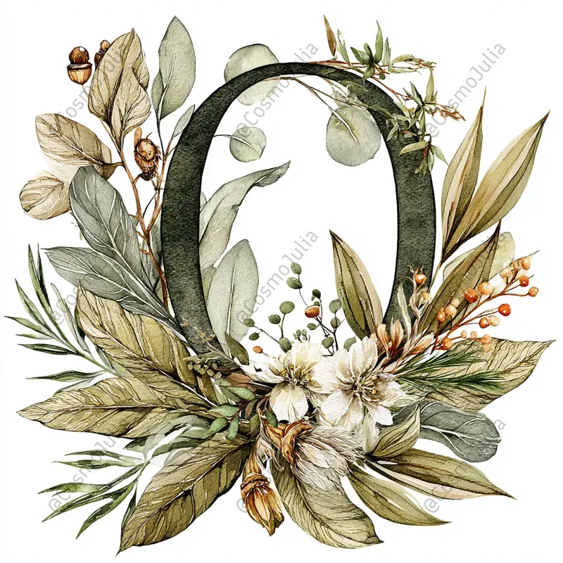 Watercolor Floral Alphabet Clipart