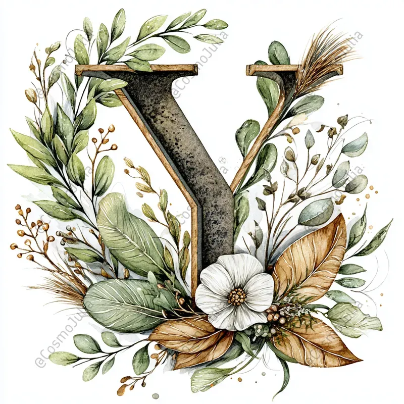 Watercolor Floral Alphabet Clipart