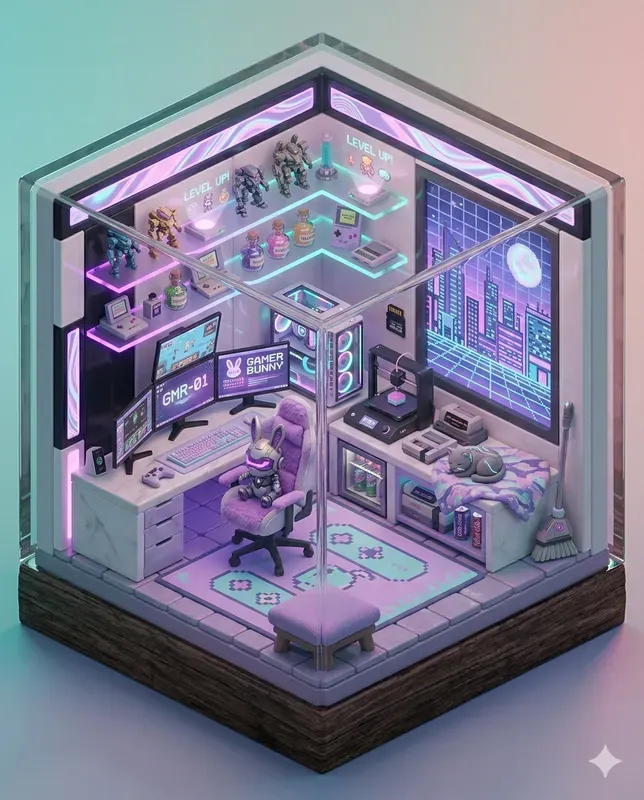 3D Cute Isometric Diorama Rooms