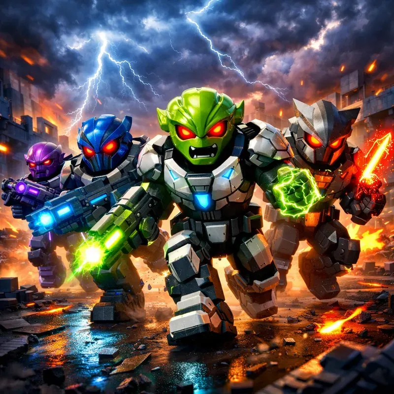 Epic Block Heroes Battle Scenes