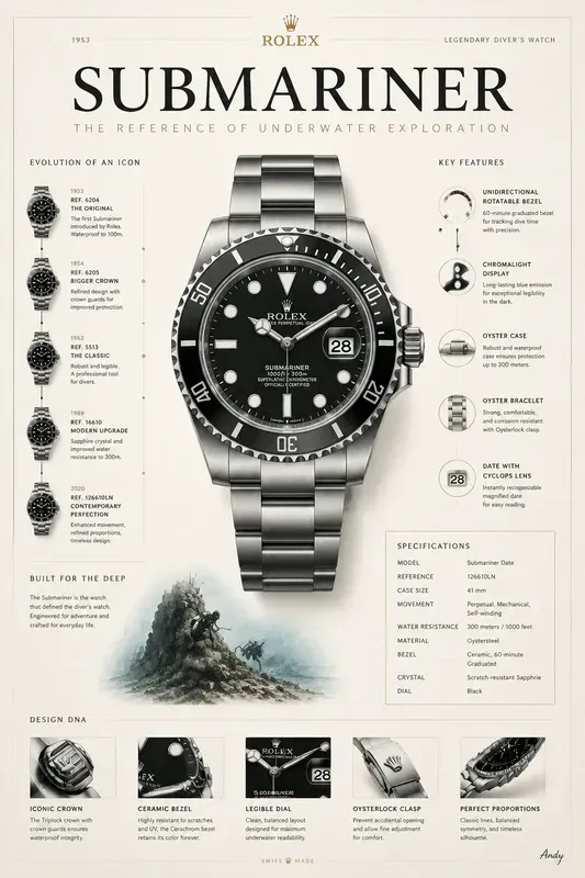 Iconic Watch Infographic Posters