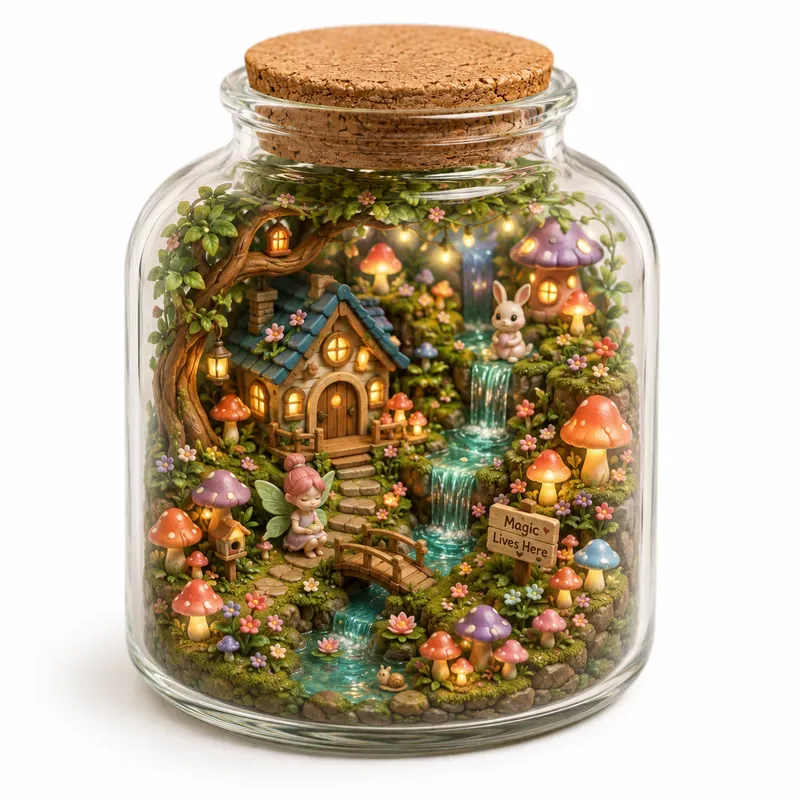 3D Cute Miniatures In A Jar Dioramas