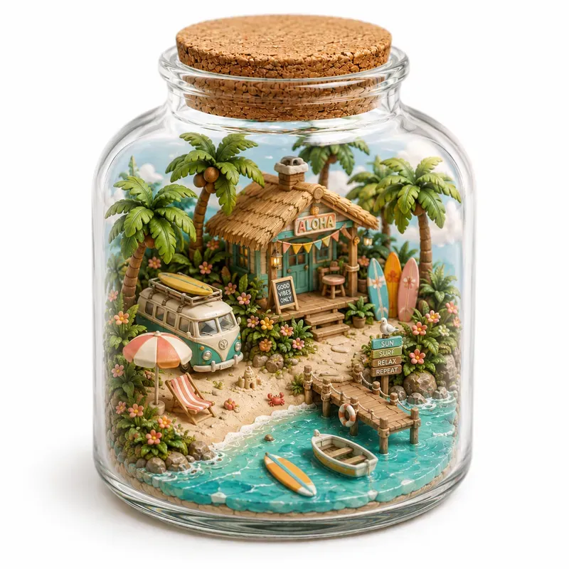 3D Cute Miniatures In A Jar Dioramas