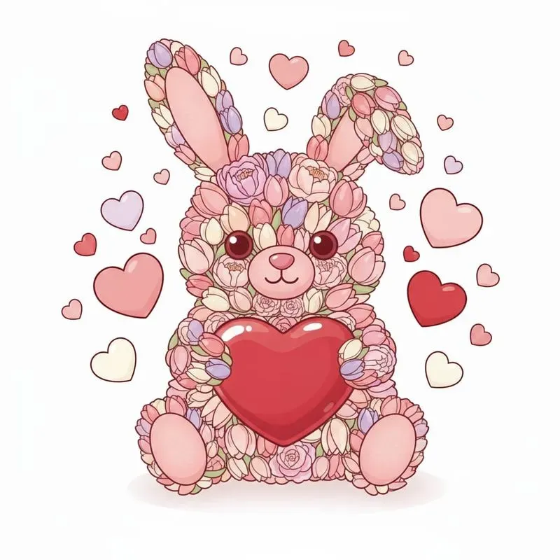 Floral Valentine Character Art