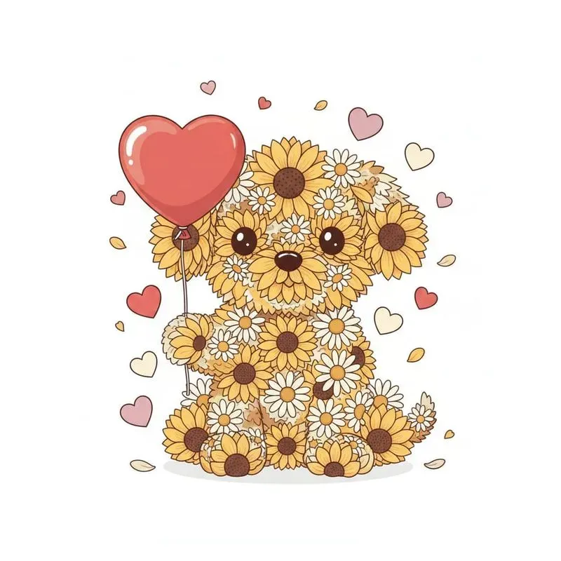 Floral Valentine Character Art