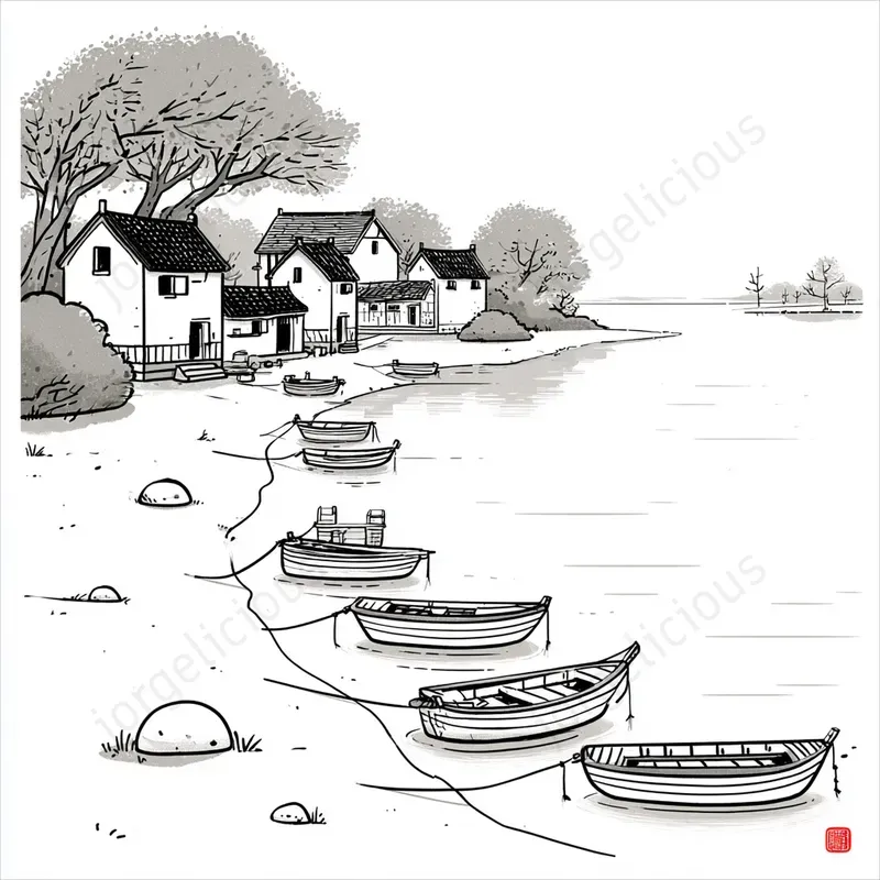 Poetic Monochrome Ink Illustrations