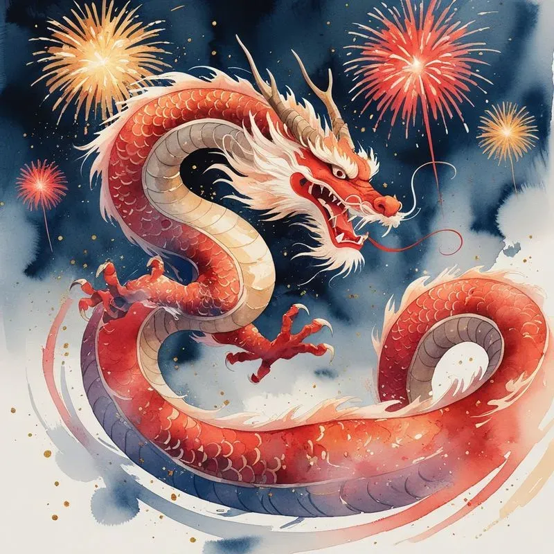 Watercolor Chinese New Year Illustrations