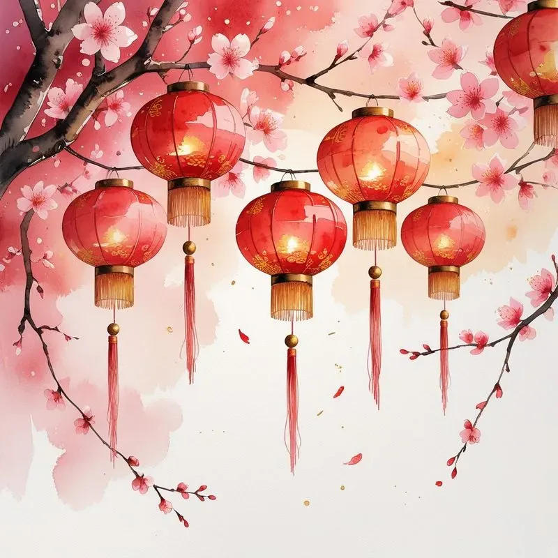 Watercolor Chinese New Year Illustrations