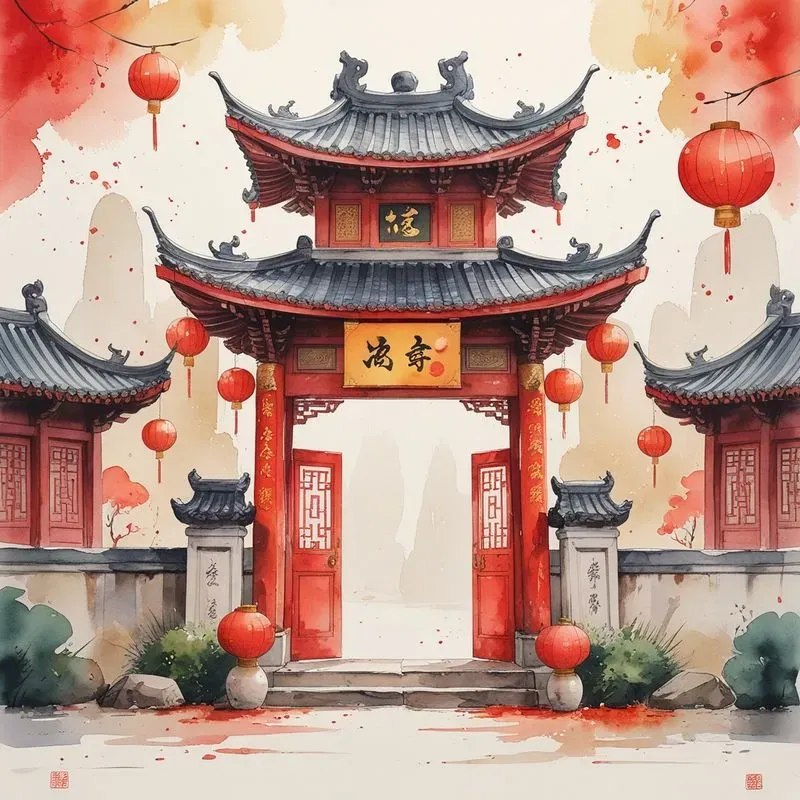 Watercolor Chinese New Year Illustrations