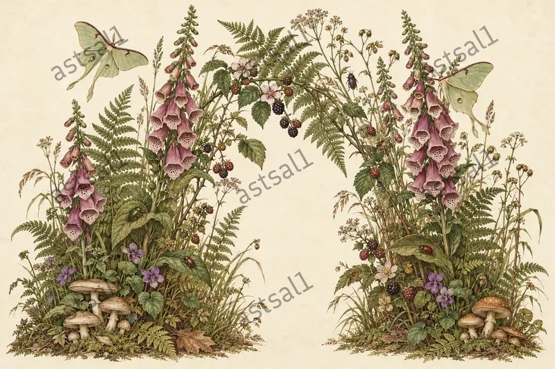 Vintage Botanical Wildlife Art