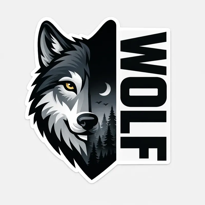 Minimalist Half Face Animal Sticker Art