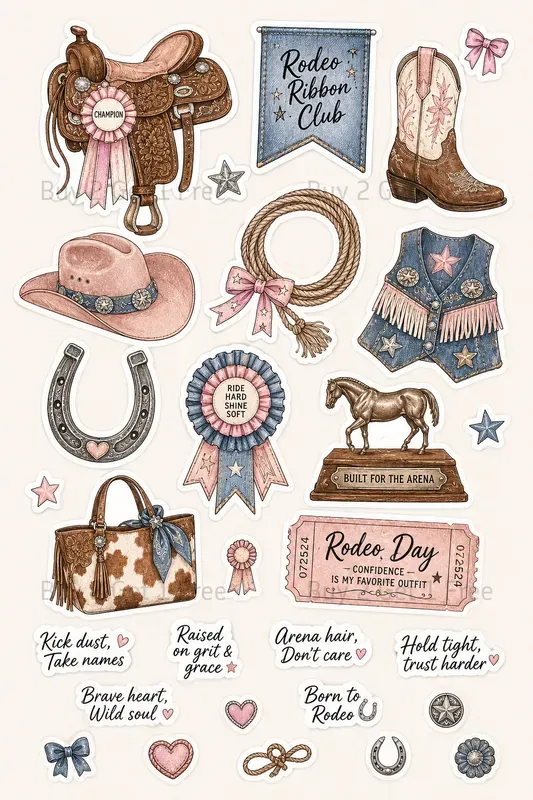 Western Girly Aesthetic Stickers