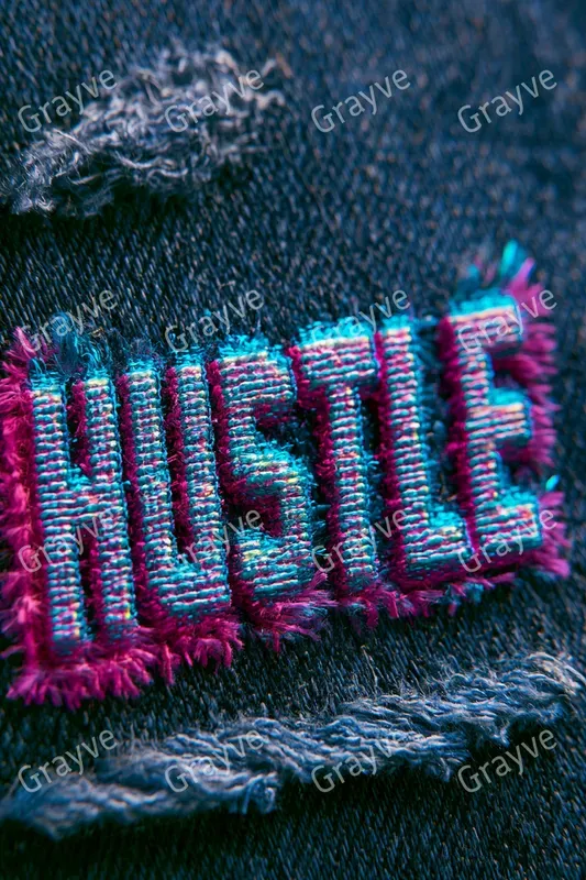 Embroidered Glitch Typography Art