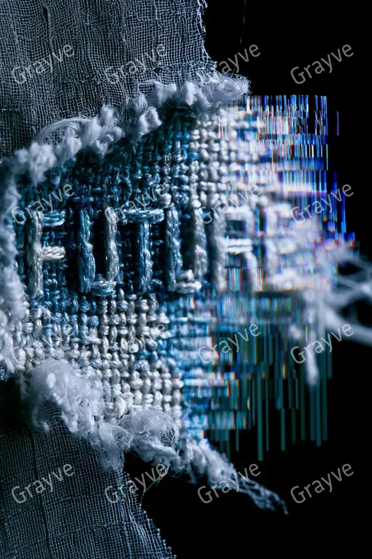 Embroidered Glitch Typography Art