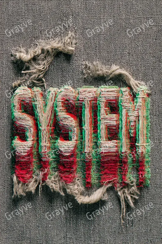 Embroidered Glitch Typography Art