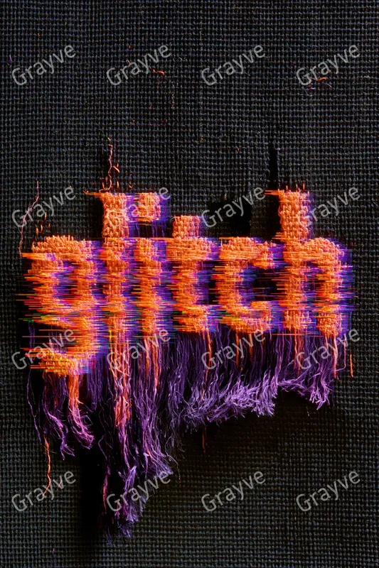 Embroidered Glitch Typography Art