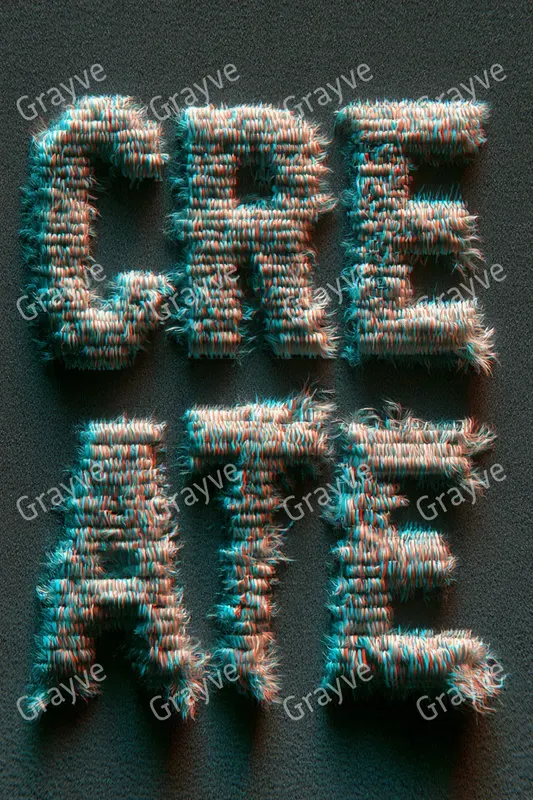 Embroidered Glitch Typography Art