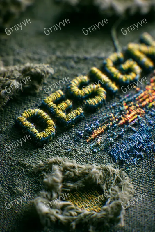 Embroidered Glitch Typography Art