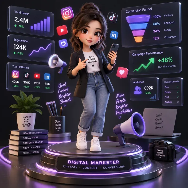 3D Chibi Professional Infographic Dioramas