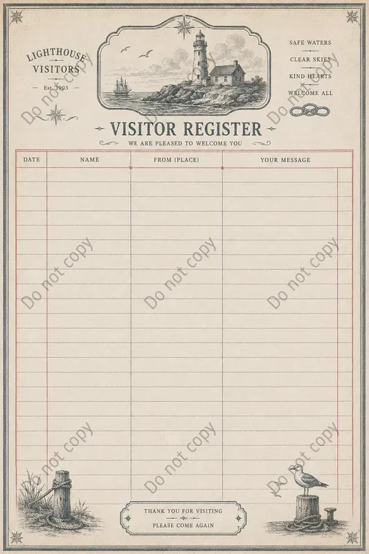 Visitor Register Journal Pages