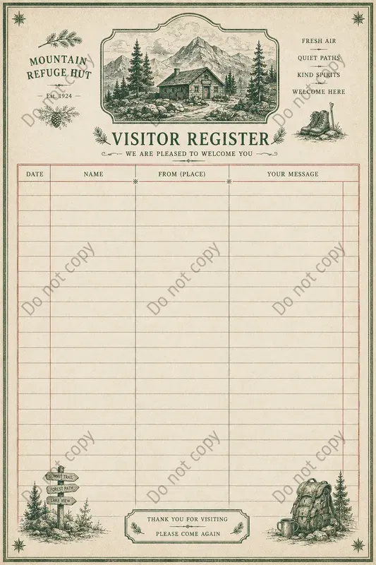 Visitor Register Journal Pages