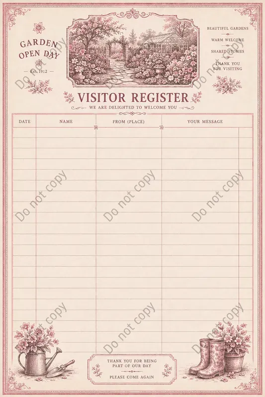 Visitor Register Journal Pages