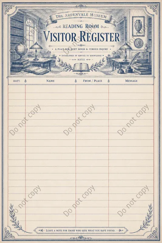 Visitor Register Journal Pages