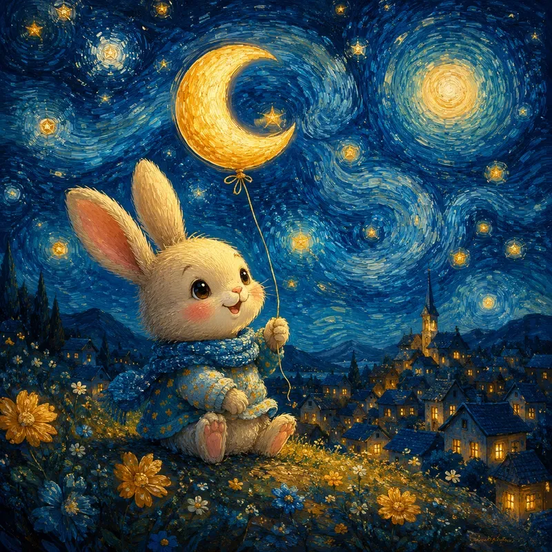 Whimsical Storybook Night Art