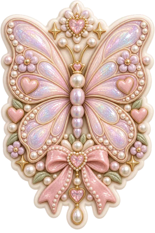 3D Butterfly Heart Clay Stickers