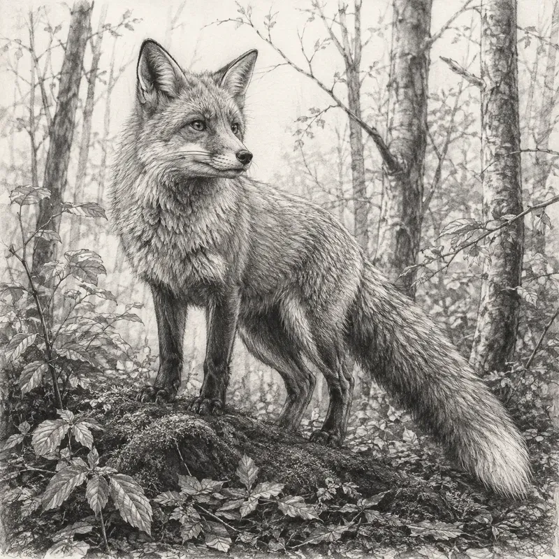 Monochrome Wildlife Pencil Art