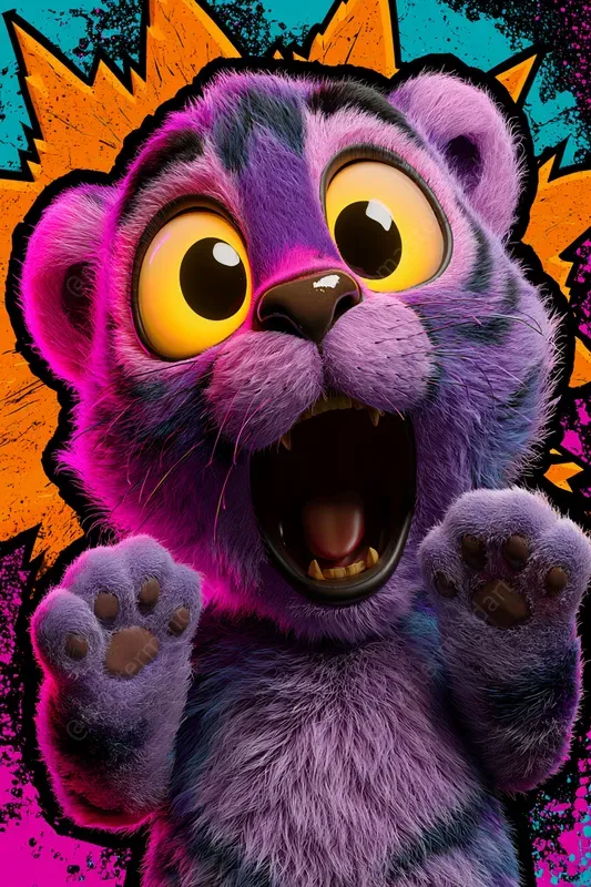 Neon 3D Animal Stickers