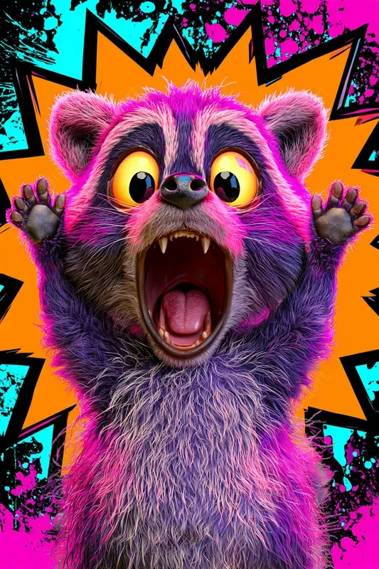 Neon 3D Animal Stickers