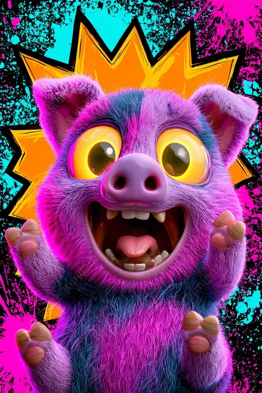 Neon 3D Animal Stickers