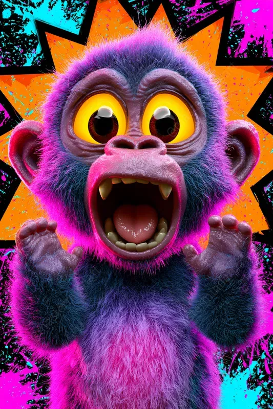 Neon 3D Animal Stickers