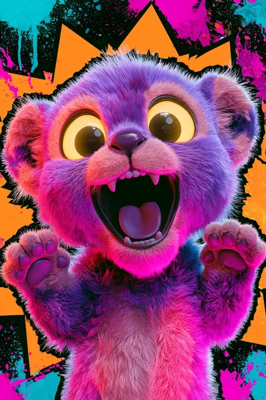 Neon 3D Animal Stickers