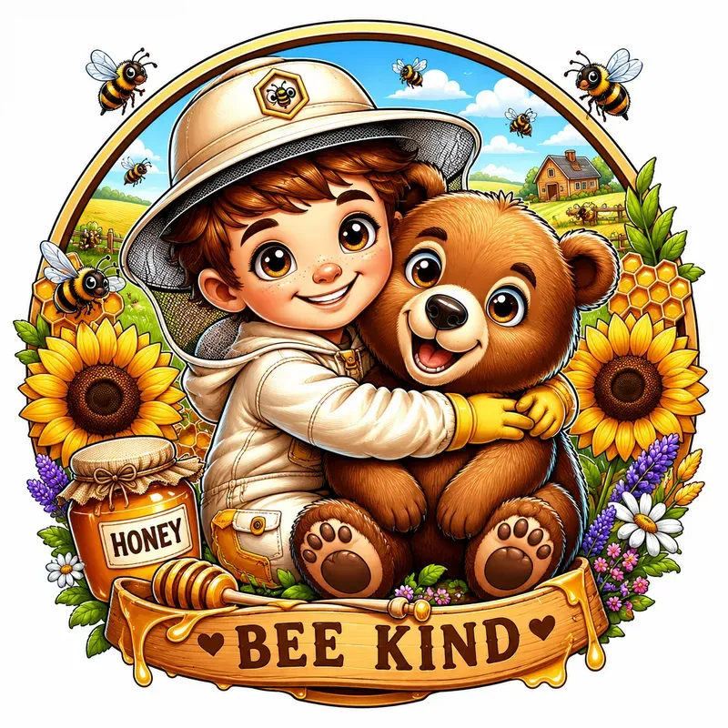 Whimsical Cartoon Duo Badge Art