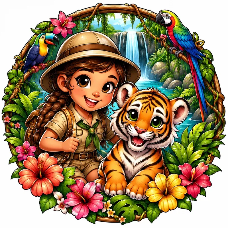 Whimsical Cartoon Duo Badge Art