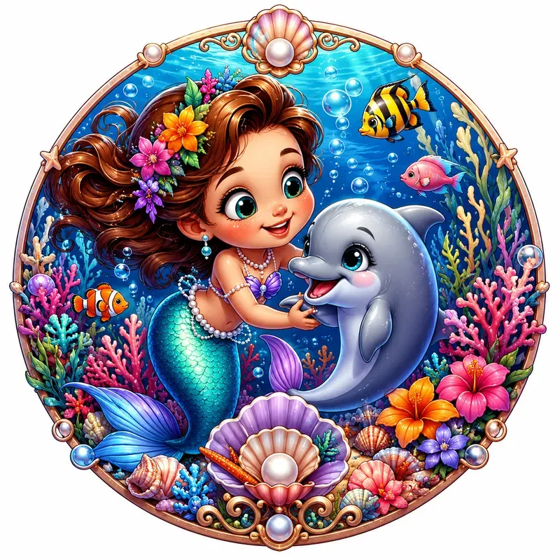 Whimsical Cartoon Duo Badge Art