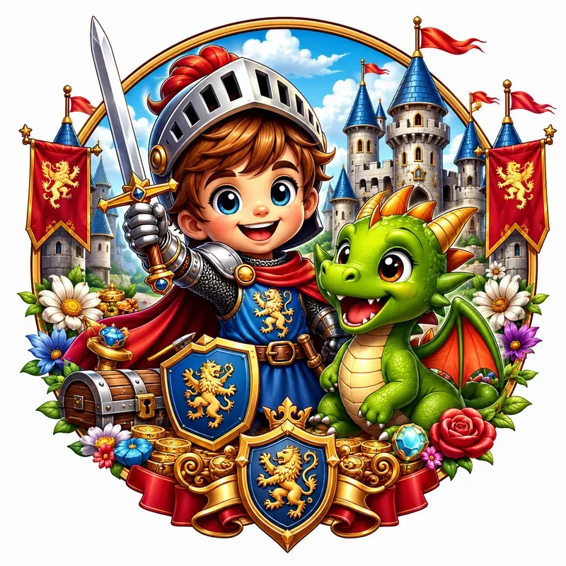Whimsical Cartoon Duo Badge Art