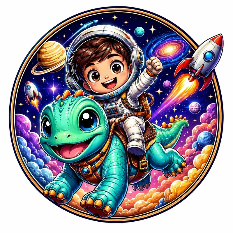 Whimsical Cartoon Duo Badge Art
