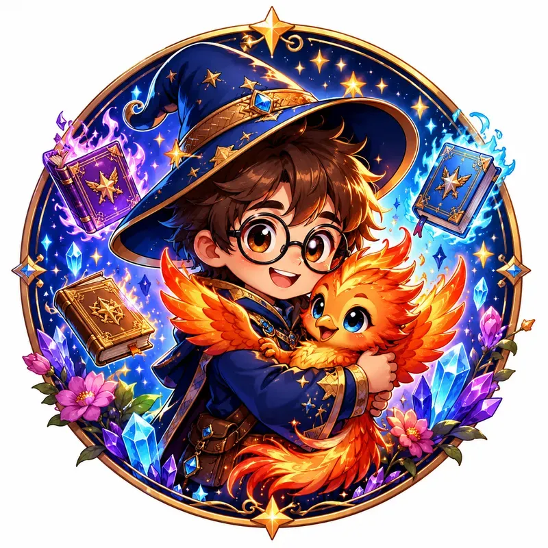 Whimsical Cartoon Duo Badge Art