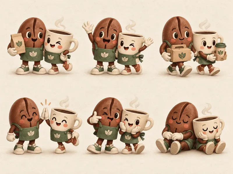 Cafe Bakery Brand Mascot Asset Kits