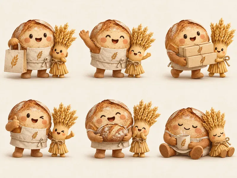 Cafe Bakery Brand Mascot Asset Kits