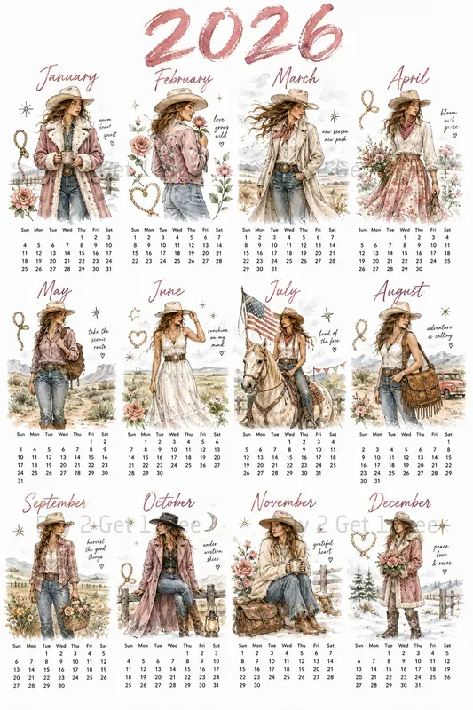 Western Year Calendar Posters