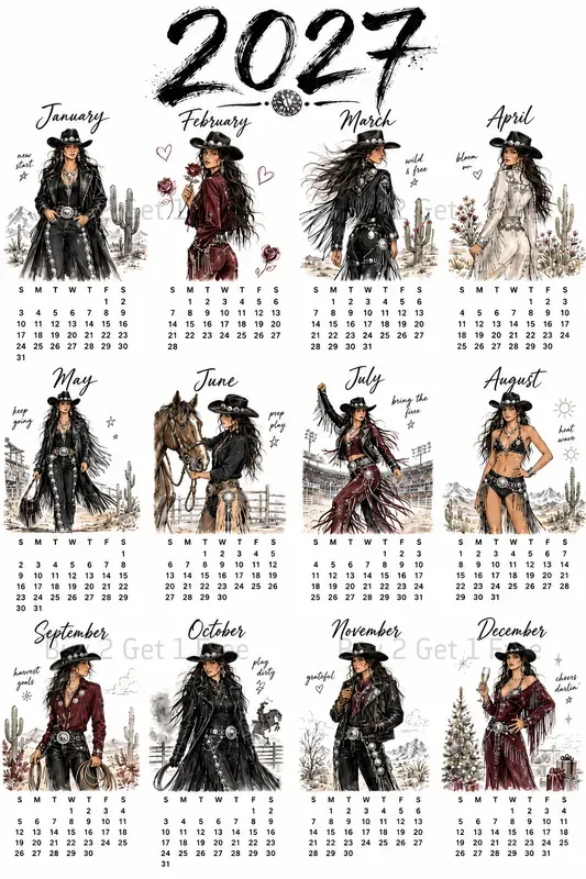 Western Year Calendar Posters